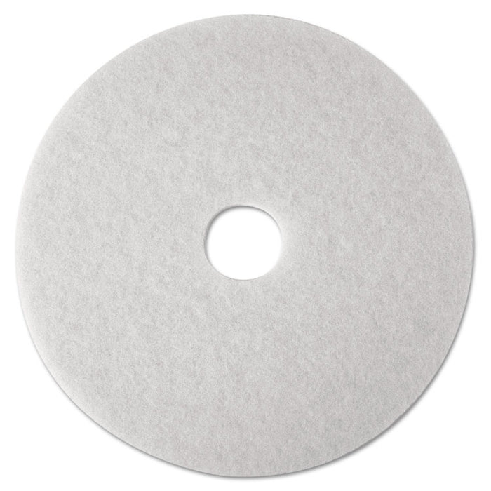 Super Polish Floor Pads 4100, 27" Diameter, White, 5/Carton