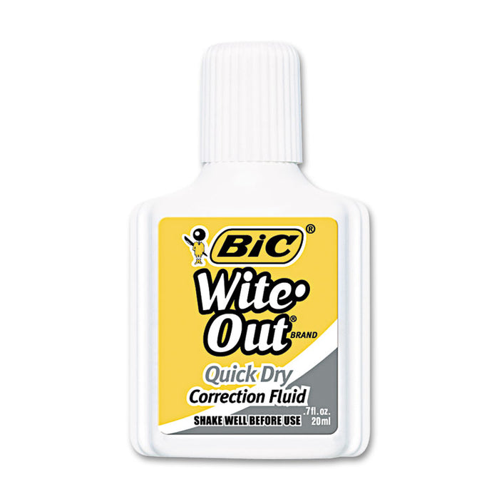 Wite-Out Quick Dry Correction Fluid, 20 mL Bottle, White, Dozen