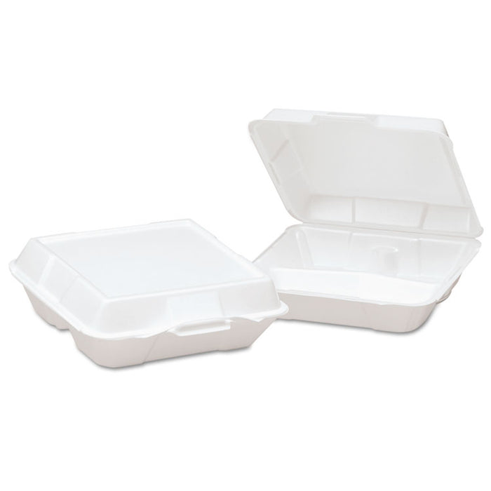 Foam High Volume Hinged Container, 3-Comp, 9x9-1/4x3, White, 100/BG, 2 BG/CT