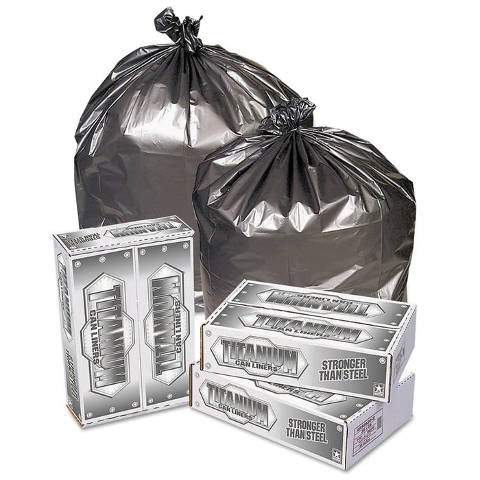Titanium Low-Density Can Liners, 60 gal, 1.7 mil, 39" x 57", Silver, 50/Carton