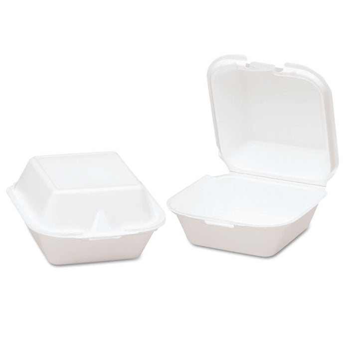 Snap-It Foam Hinged Sandwich Container, 5-4/5x5-2/3x3-1/8, White, 125/Bag, 4/CT