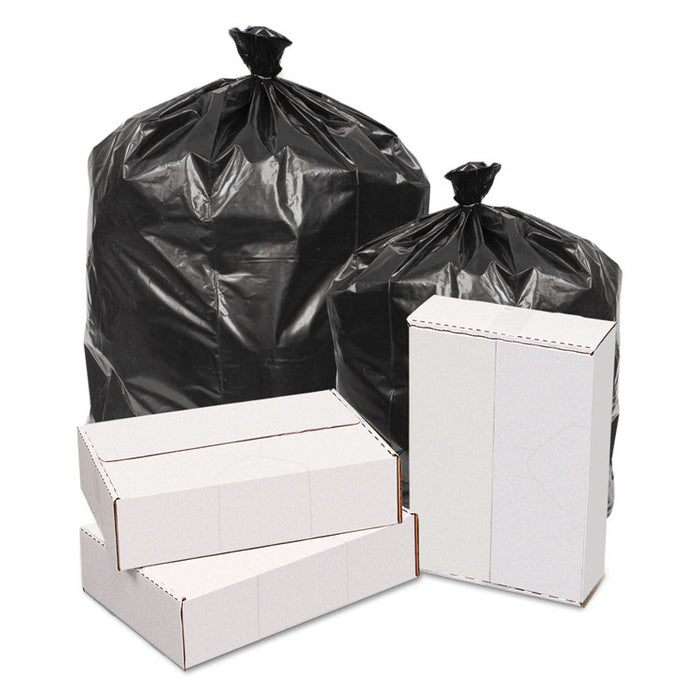 Waste Can Liners, 60 gal, 1.6 mil, 38" x 58", Black, 100/Carton