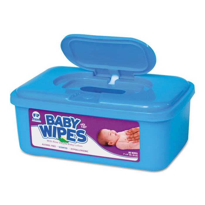 Baby Wipes Tub, Scented, White, 80/Tub, 12 Tubs/Carton