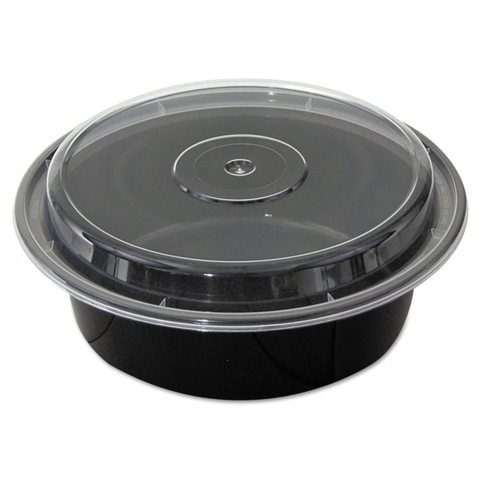Newspring VERSAtainer Microwavable Containers, 32 oz, 7 Diameter x 2 h, Black/Clear, Plastic, 150/Carton