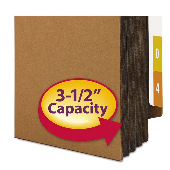 Redrope Drop-Front End Tab File Pockets w/ Fully Lined Colored Gussets, 3.5" Exp, Legal Size, Redrope/Dark Brown, 10/Box