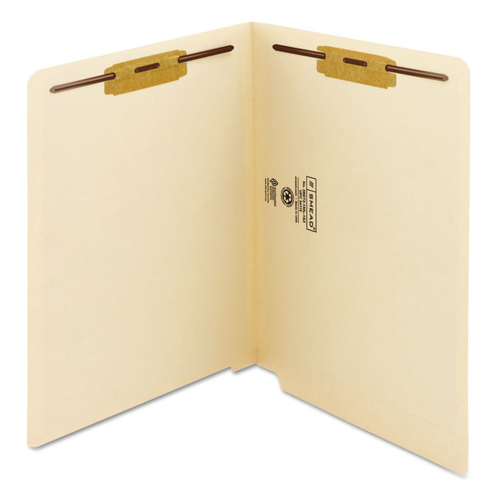 Manila End Tab 2-Fastener Folders with Reinforced Tabs, 0.75" Expansion, Straight Tab, Letter Size, 11 pt. Manila, 50/Box
