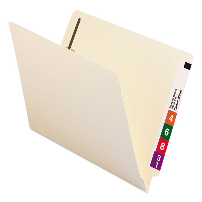 Manila Reinforced End Tab 2-Fastener Folders with Antimicrobial Product Protection, Straight Tab, Letter Size, 50/Box