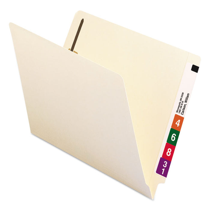 Manila End Tab Fastener Folders with Reinforced Tabs, 14-pt Stock, 2 Fasteners, Letter Size, Manila Exterior, 50/Box