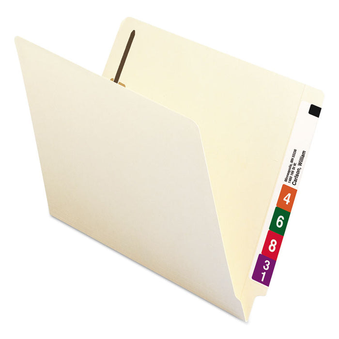 100% Recycled Manila End Tab Folders with Two Fasteners, Straight Tab, Letter Size, 50/Box