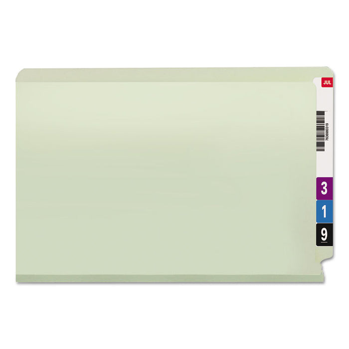 End Tab Pressboard Classification Folders with Two SafeSHIELD Coated Fasteners, 1" Expansion, Legal Size, Gray-Green, 25/Box
