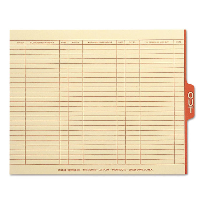 Manila Out Guides with Printed Form, 1/5-Cut End Tab, Out, 8.5 x 11, Manila, 100/Box