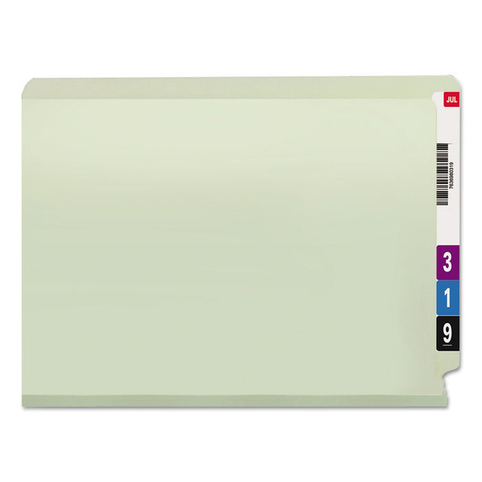 End Tab Pressboard Classification Folders with Two SafeSHIELD Coated Fasteners, 3" Expansion, Letter Size, Gray-Green, 25/Box
