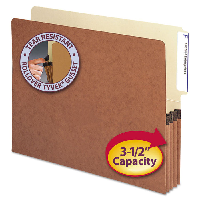 Redrope Drop-Front End Tab File Pockets, 3.5" Expansion, Letter Size, Redrope, 10/Box