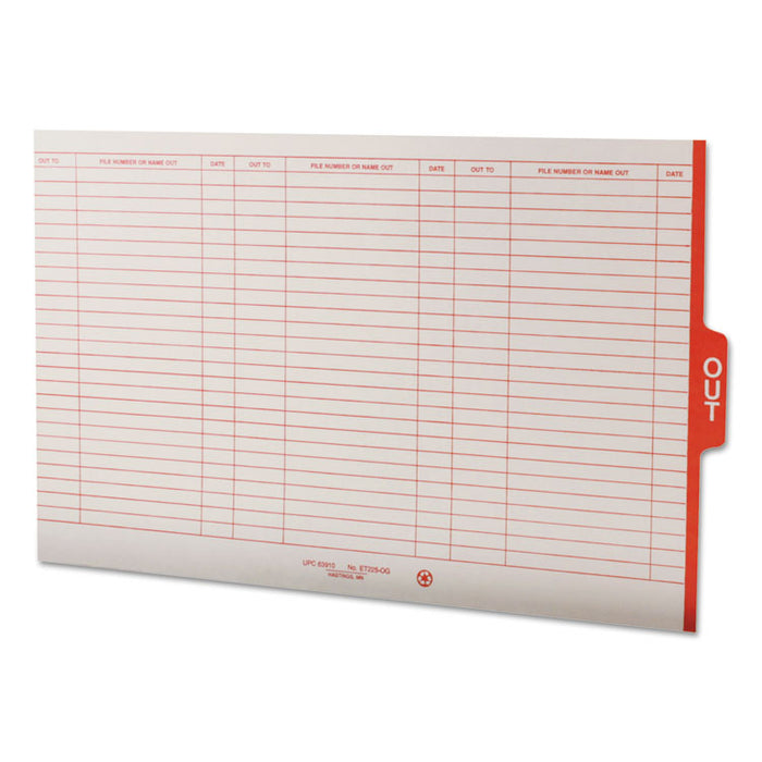 Manila Out Guides with Printed Form, 1/5-Cut End Tab, Out, 8.5 x 14, Manila, 100/Box