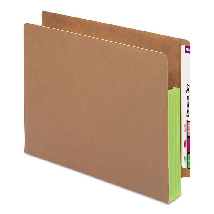 Redrope Drop-Front End Tab File Pockets, Fully Lined 6.5" High Gussets, 3.5" Expansion, Letter Size, Redrope/Green, 10/Box