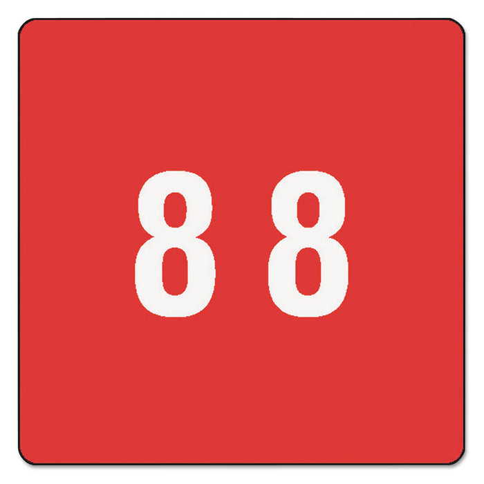 Numerical End Tab File Folder Labels, 8, 1.5 x 1.5, Red, 250/Roll