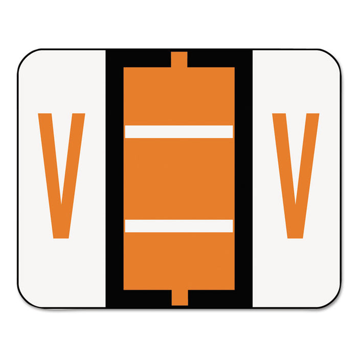 A-Z Color-Coded End Tab Filing Labels, V, 1 x 1.25, White, 500/Roll