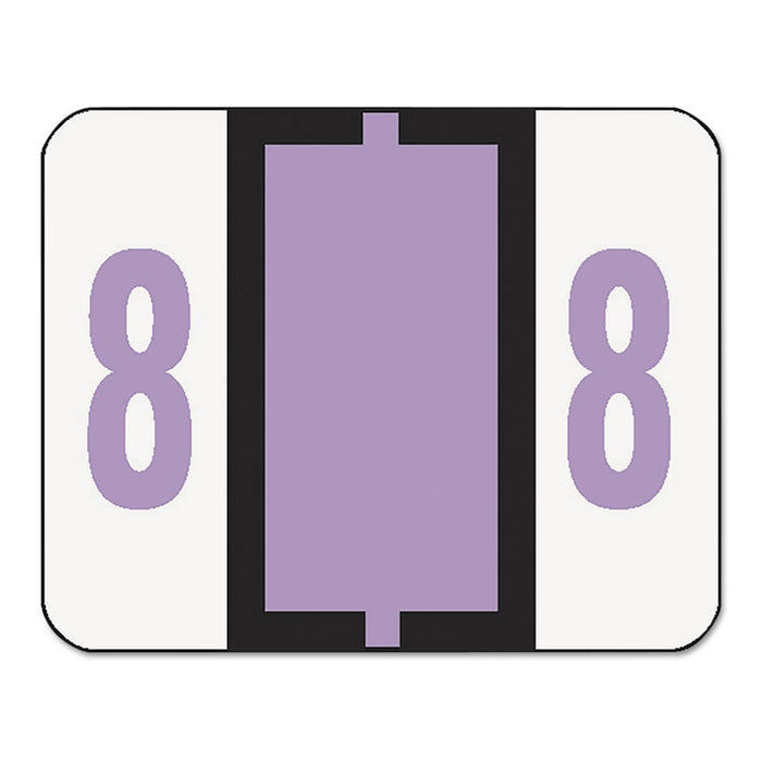 Numerical End Tab File Folder Labels, 8, 1 x 1.25, White, 500/Roll