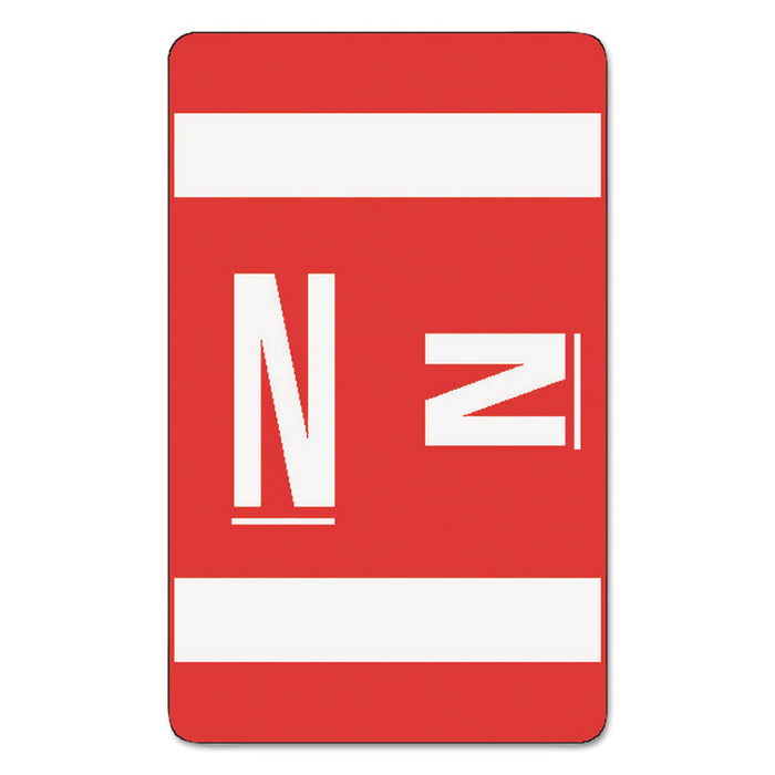 AlphaZ Color-Coded Second Letter Alphabetical Labels, N, 1 x 1.63, Red, 10/Sheet, 10 Sheets/Pack