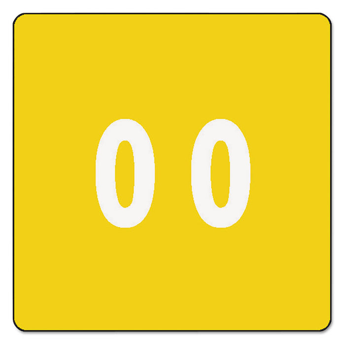 Numerical End Tab File Folder Labels, 0, 1.5 x 1.5, Yellow, 250/Roll