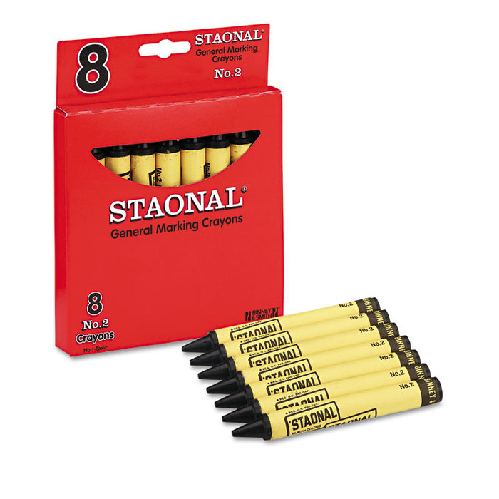 Staonal Marking Crayons, Black, 8/Box
