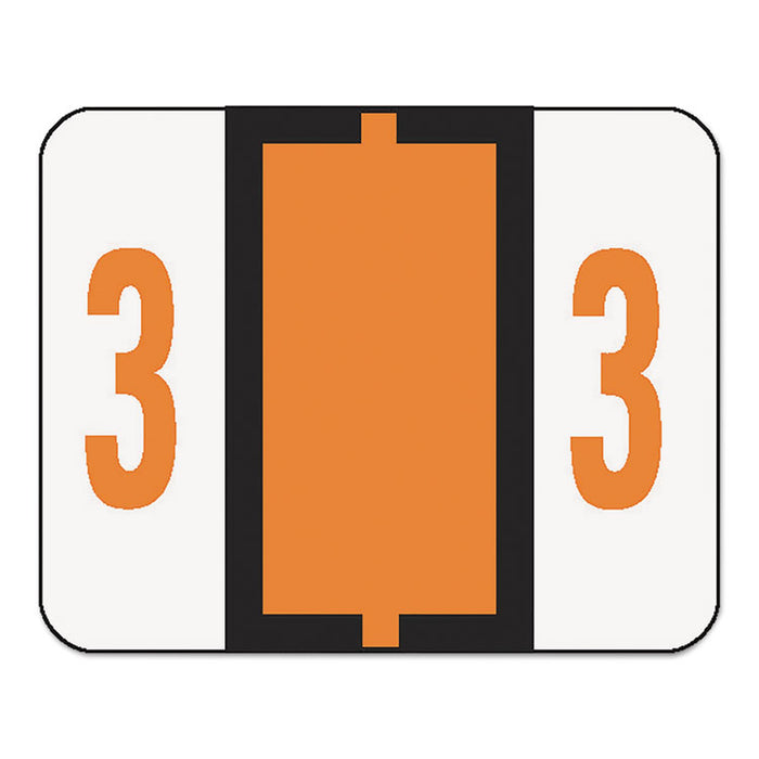 Numerical End Tab File Folder Labels, 3, 1 x 1.25, White, 500/Roll