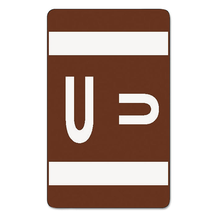 AlphaZ Color-Coded Second Letter Alphabetical Labels, U, 1 x 1.63, Dark Brown, 10/Sheet, 10 Sheets/Pack