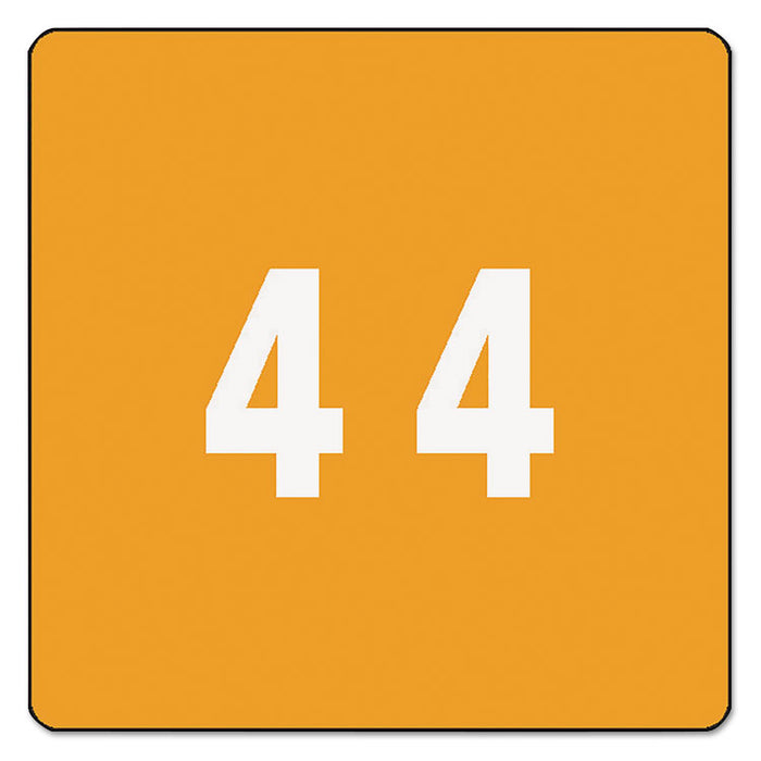 Numerical End Tab File Folder Labels, 4, 1.5 x 1.5, Orange, 250/Roll
