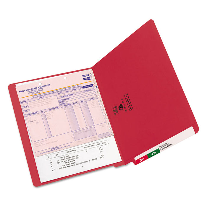 Shelf-Master Reinforced End Tab Colored Folders, Straight Tabs, Letter Size, 0.75" Expansion, Red, 100/Box