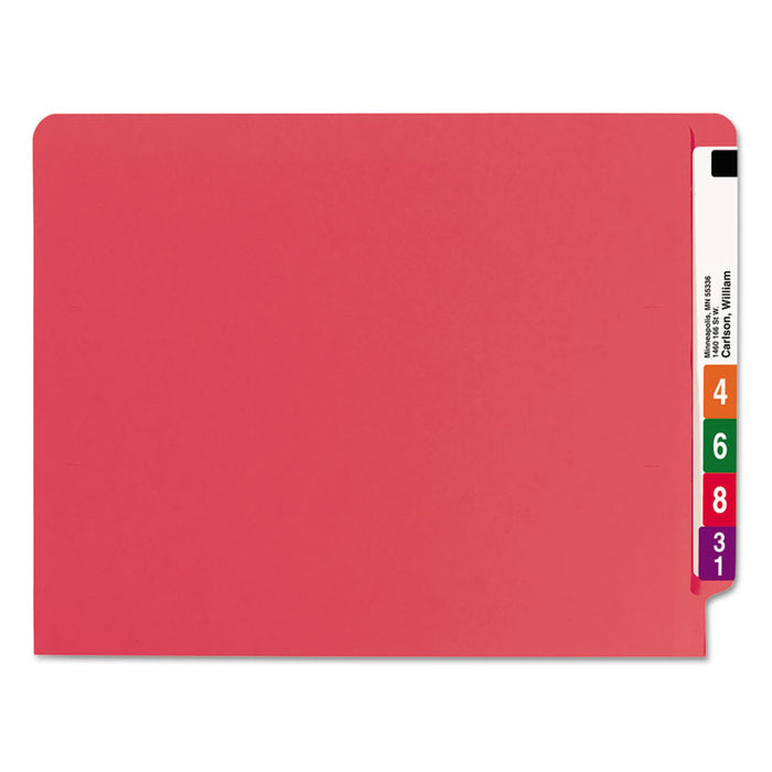 Heavyweight Colored End Tab Fastener Folders, 2 Fasteners, Letter Size, Red Exterior, 50/Box