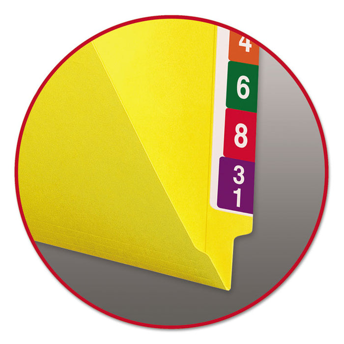 Shelf-Master Reinforced End Tab Colored Folders, Straight Tabs, Letter Size, 0.75" Expansion, Yellow, 100/Box