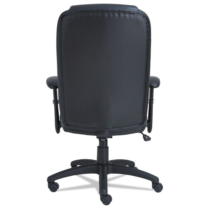 Alera CC Series Executive High-Back Swivel/Tilt Leather Chair, Supports up to 275 lbs., Black Seat/Black Back, Black Base