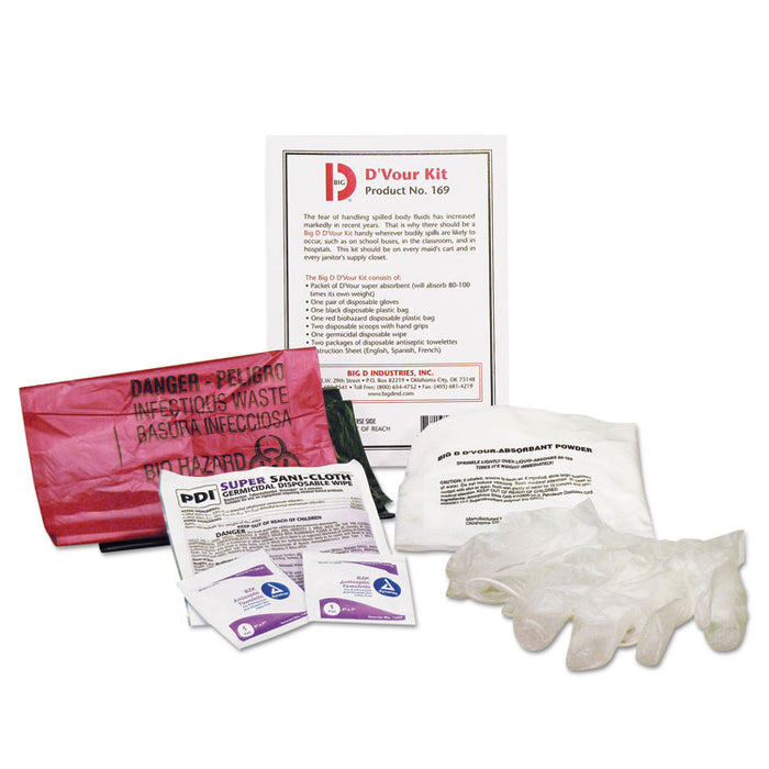 D'vour Clean-up Kit, Powder, All Inclusive Kit, 6/Carton