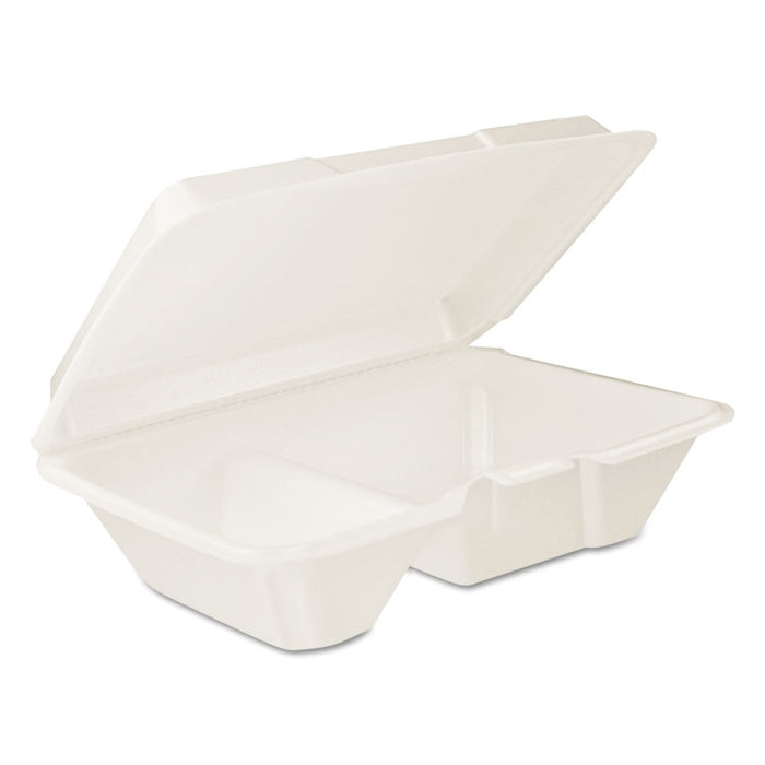 Foam Hinged Lid Containers, 6.4 x 9.33 x 2.9, White, 100/Bags, 2 Bags/Carton