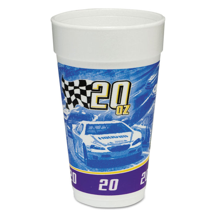 RPM Stock Print Foam Hot/Cold Cups, 20oz, Purple/Blue/Yellow/Black, 25/BG, 20/CT