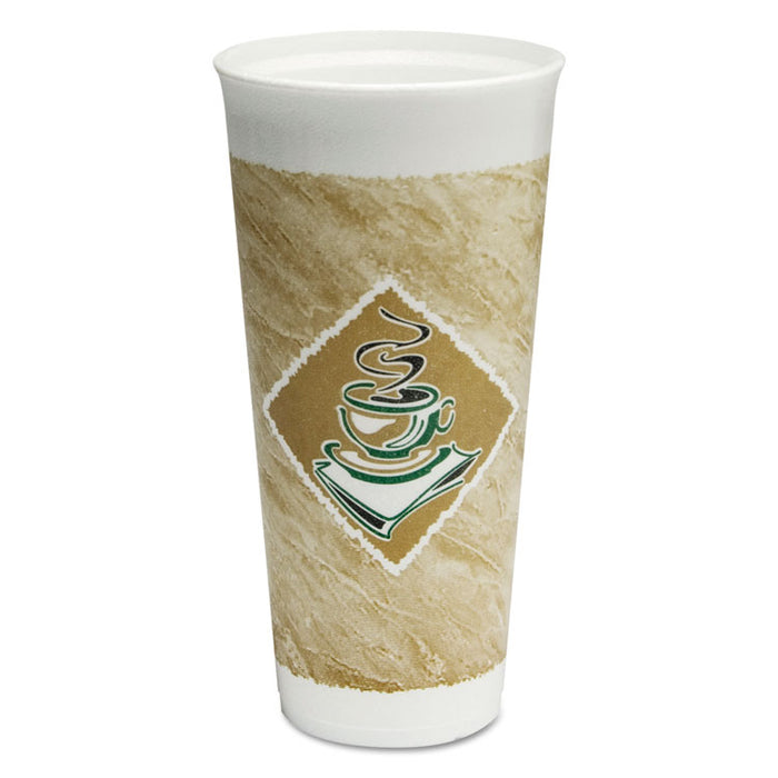 Café G Foam Hot/Cold Cups, 24 oz, Green/White, 20/Bag, 20 Bags/Carton