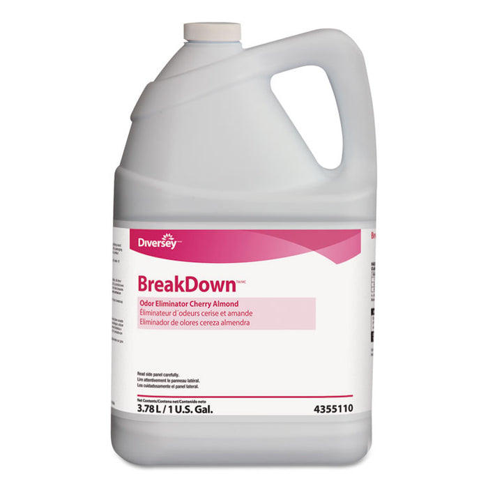 Breakdown Odor Eliminator, Cherry Almond Scent, Liquid, 1 gal Bottle, 4/Carton