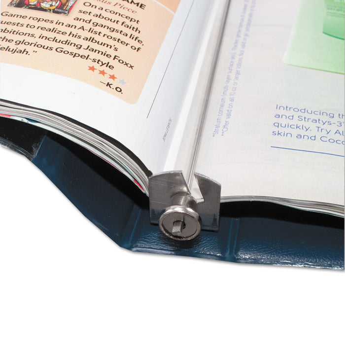 Catalog/Magazine Binder, Clamp System, 0.5" Capacity, 11 x 9.5, Clear/Navy Blue
