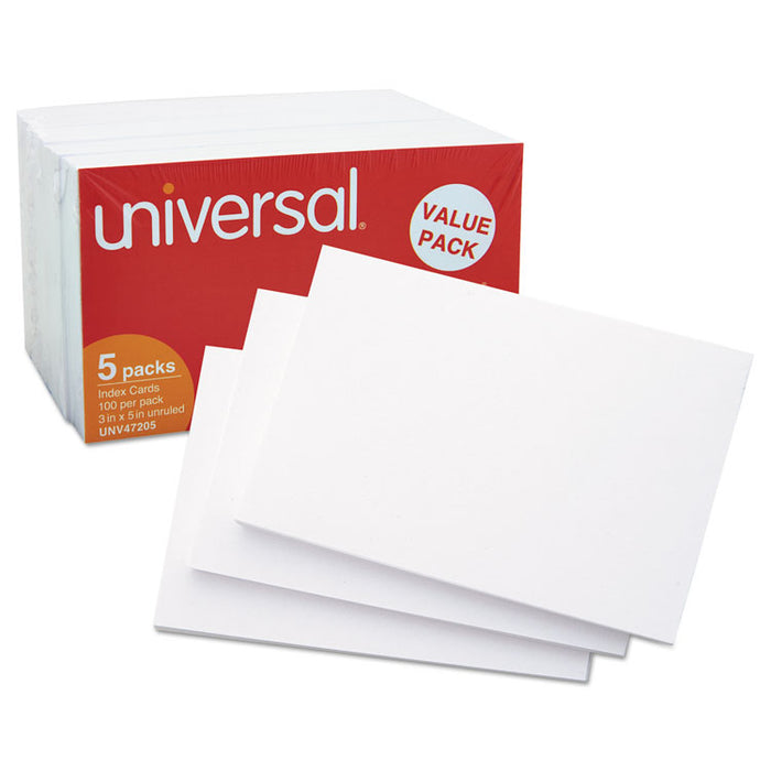 Unruled Index Cards, 3 x 5, White, 500/Pack