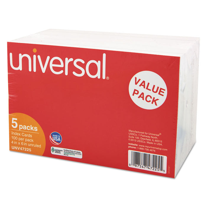 Unruled Index Cards, 4 x 6, White, 500/Pack