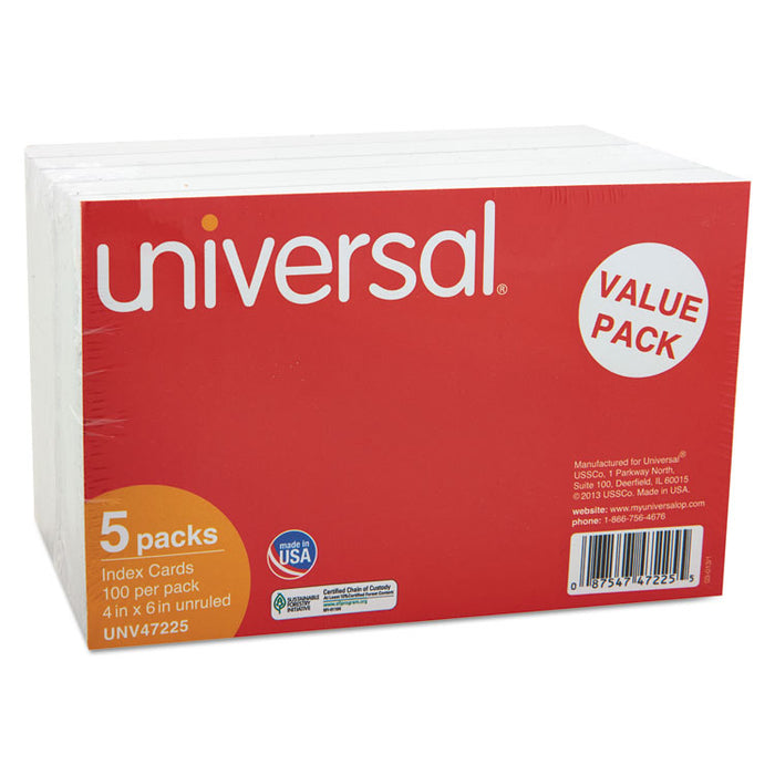 Unruled Index Cards, 4 x 6, White, 500/Pack