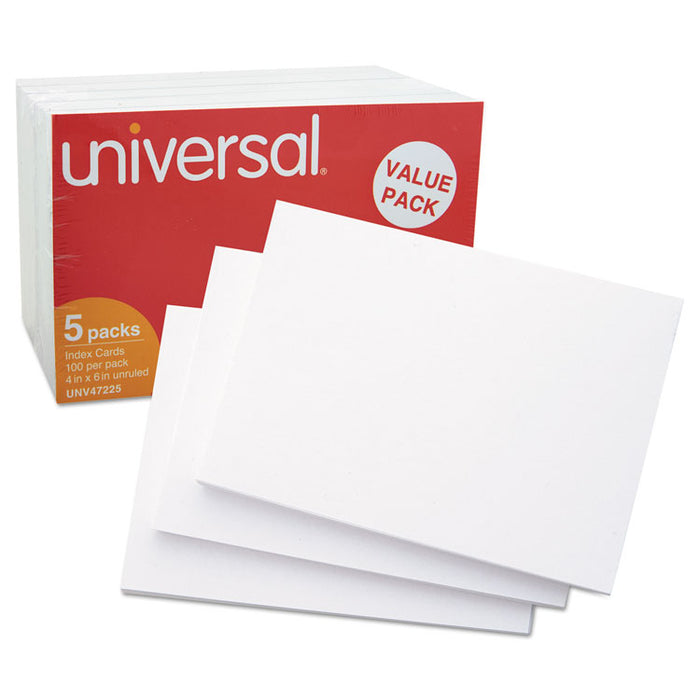 Unruled Index Cards, 4 x 6, White, 500/Pack