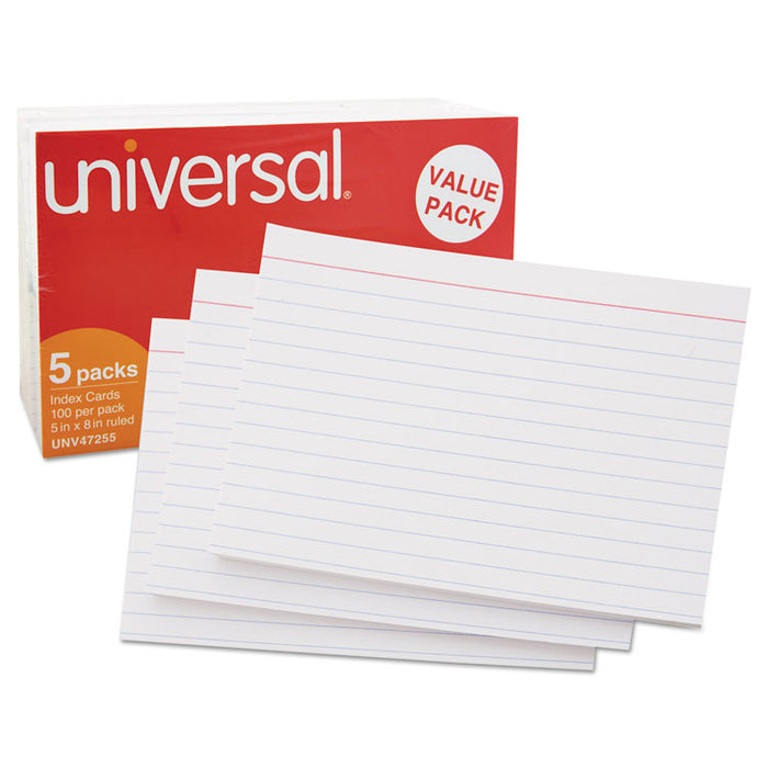 Ruled Index Cards, 5 x 8, White, 500/Pack