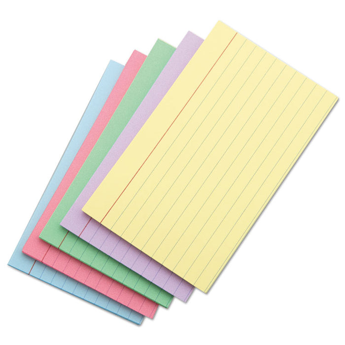 Index Cards, Ruled, 4 x 6, Assorted, 100/Pack