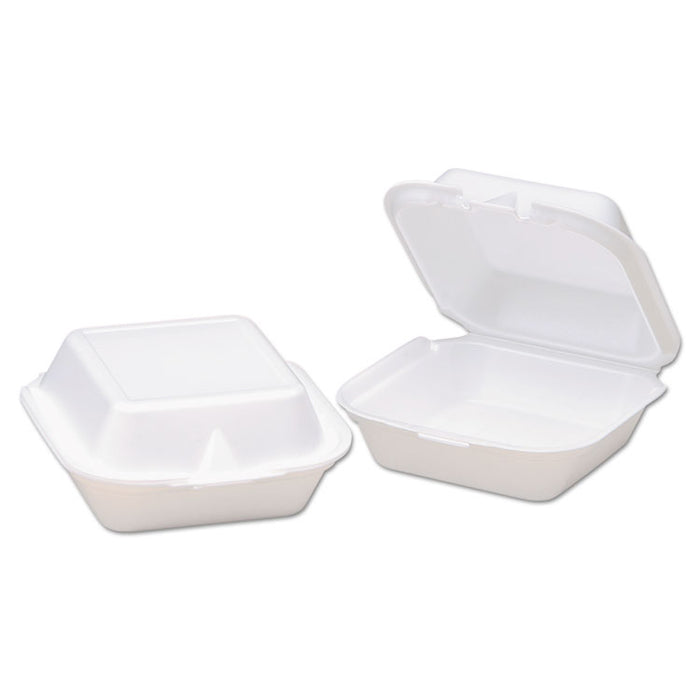 Snap It Foam Container, 6 2/5 x 6 2/5 x 3, White, 125/Sleeve, 4 Sleeves/Carton