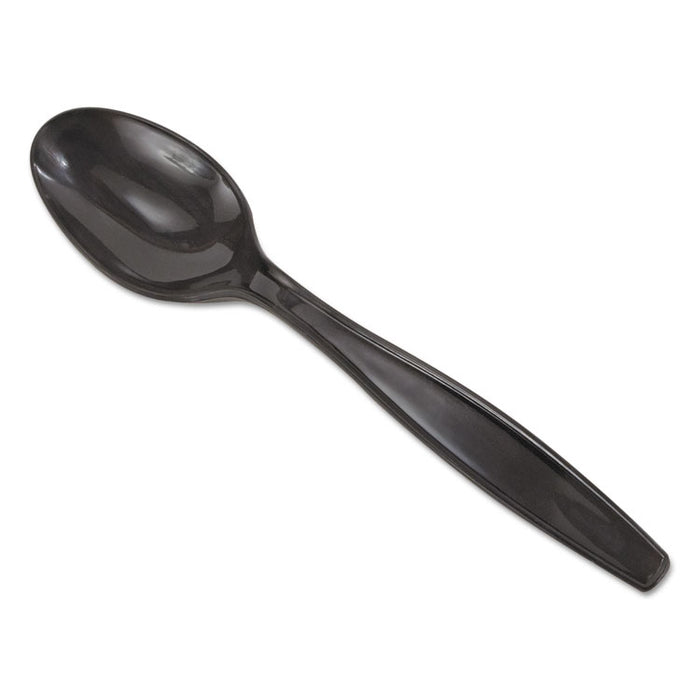 Individually Wrapped Heavyweight Teaspoons, Polypropylene, Black, 1,000/Carton