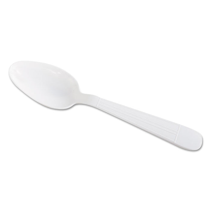 Heavyweight WraPolypropyleneed Cutlery, 6" Teaspoon, Polypropylene, White, 1000/Carton