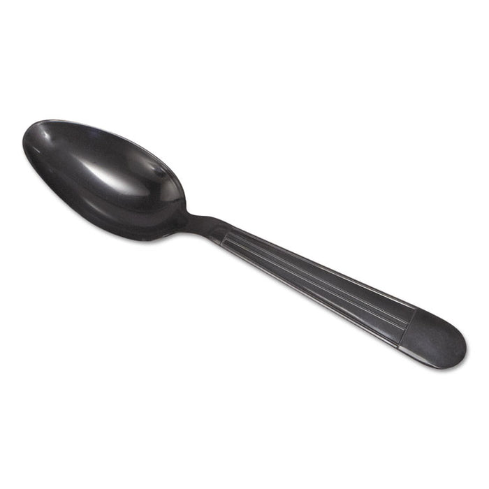 WraPolypropyleneed Cutlery, 6 1/4" Teaspoon, Heavyweight Black, 1000/Carton