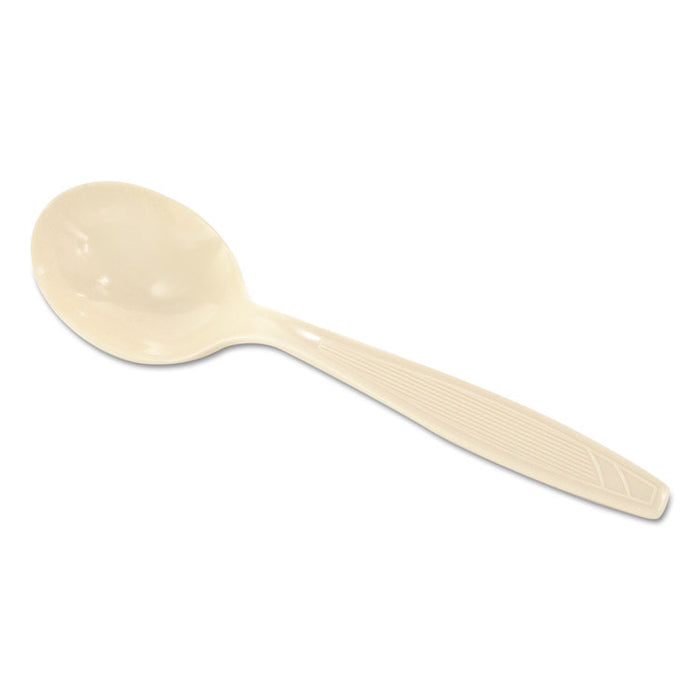 Plastic Cutlery, Heavyweight Soup Spoons, 5 3/4", Champagne, 1,000/Carton
