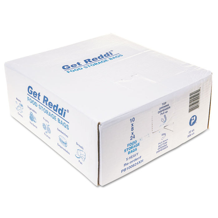 Food Bags, 22 qt, 1.2 mil, 10" x 24", Clear, 500/Carton